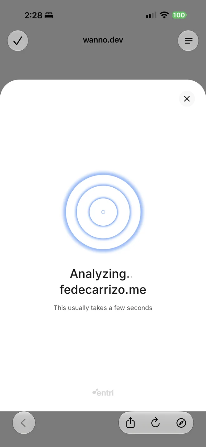 Analyzing fedecarrizo.me screen