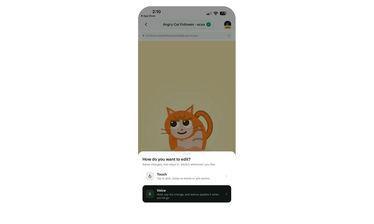 How do you want to edit? Touch or Voice options