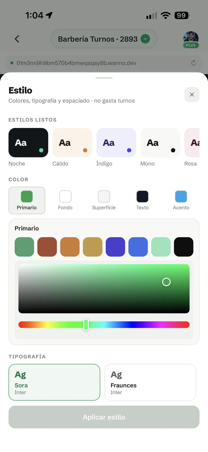 Panel de Estilo con estilos listos, roles de color y tipografías