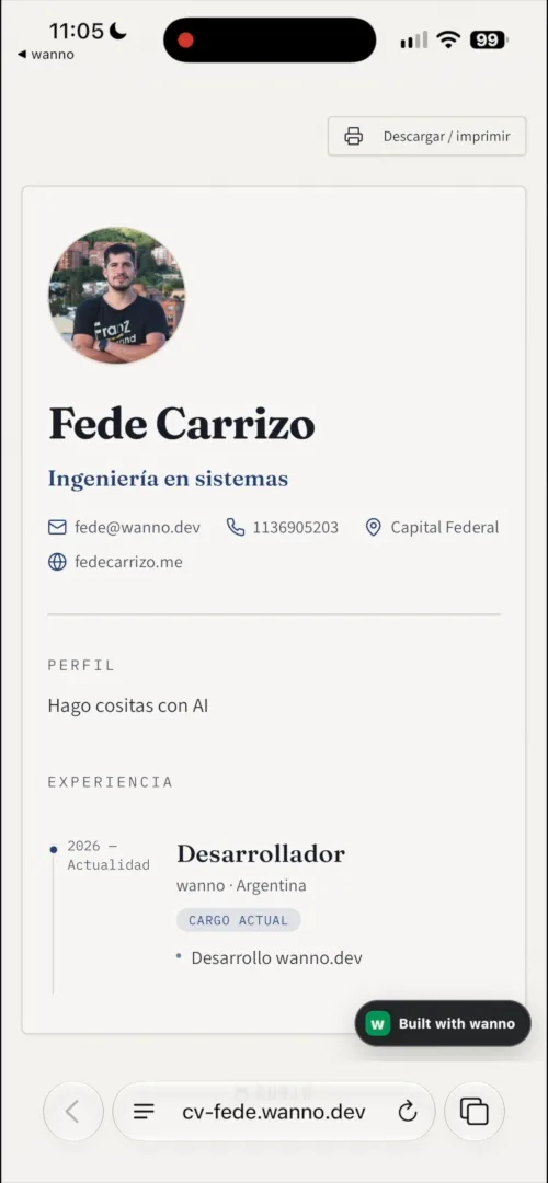 CV antes del cambio de estilo