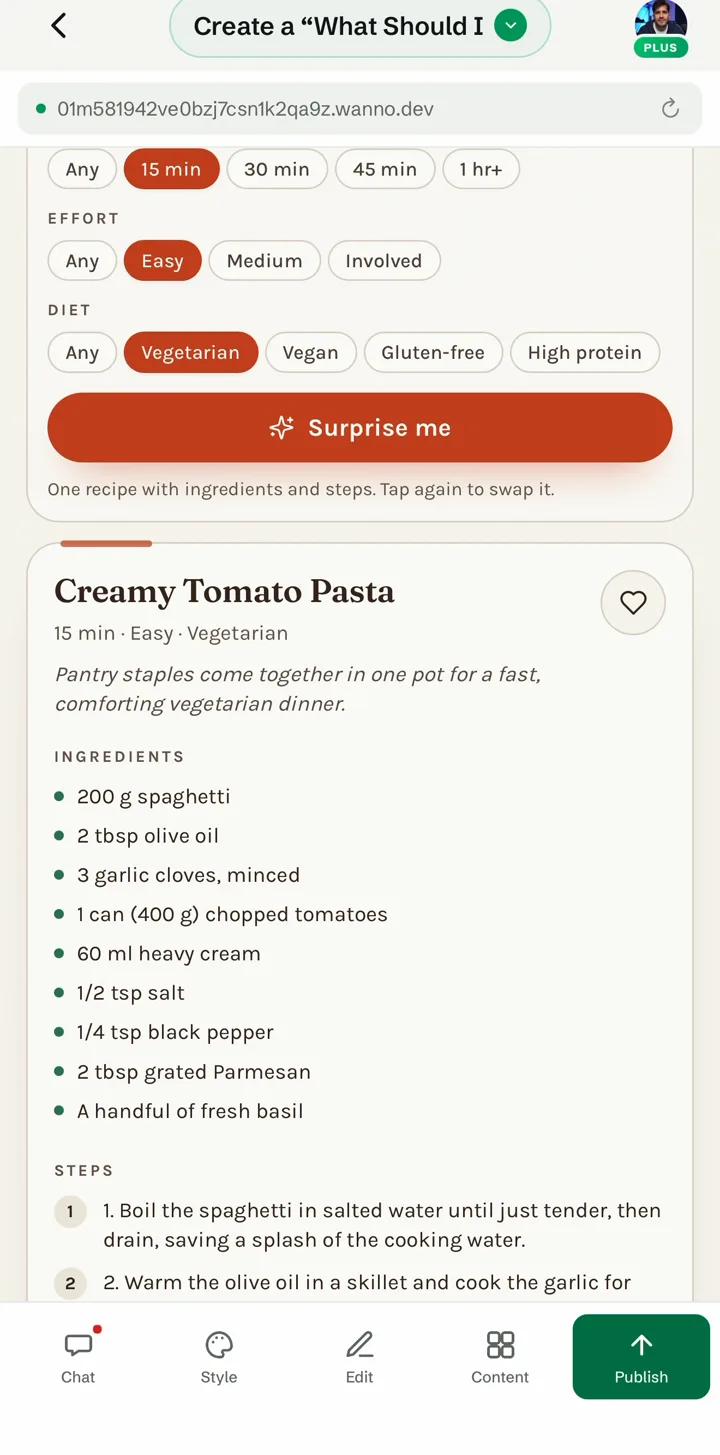 AI-generated recipe: Creamy Tomato Pasta
