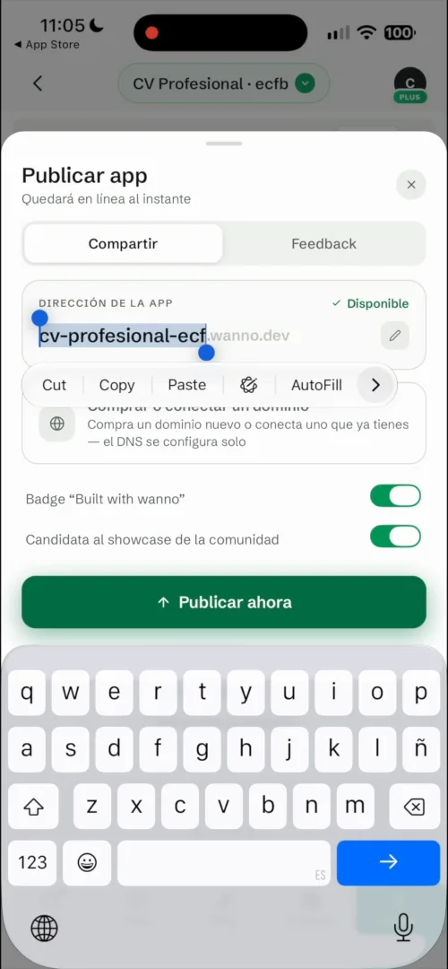 Elegir la dirección y publicar