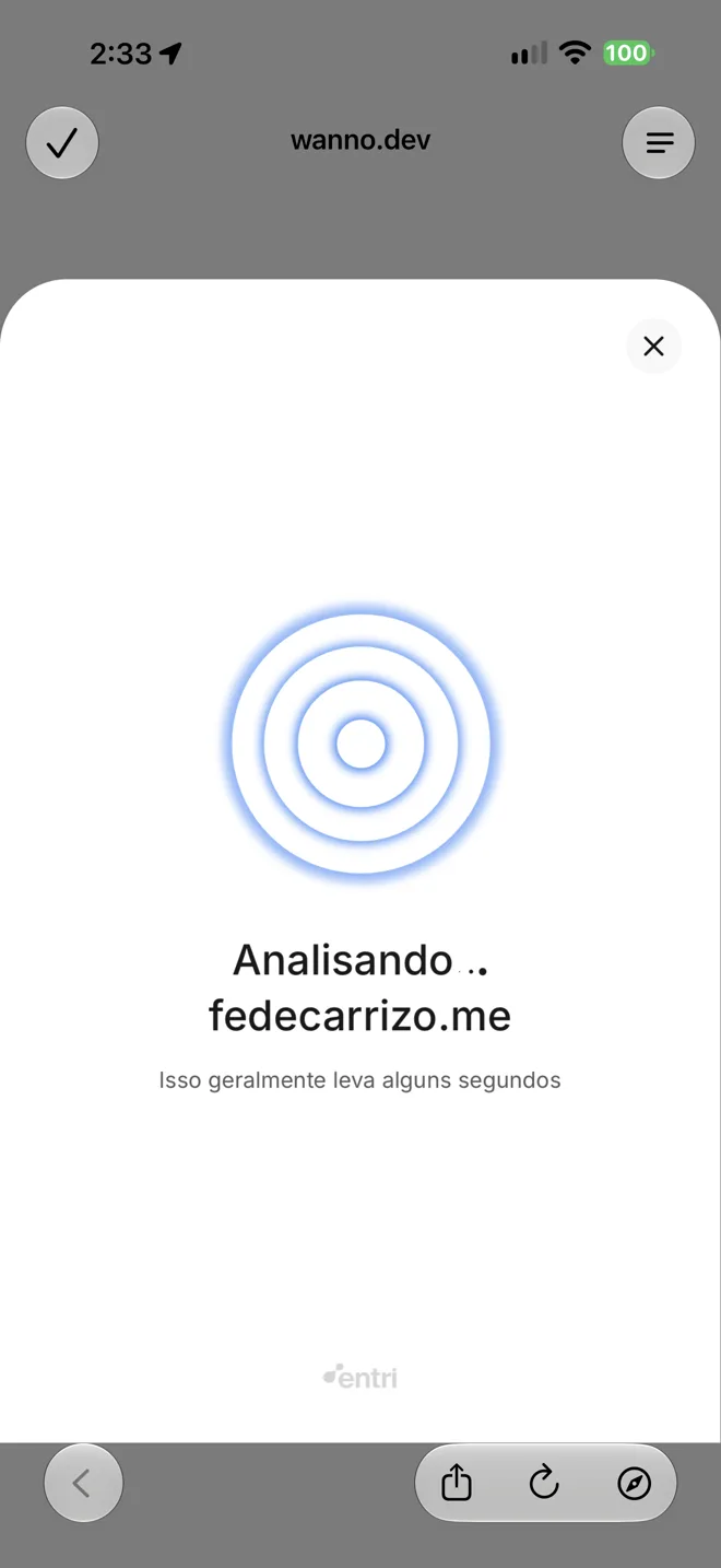 Tela Analisando fedecarrizo.me