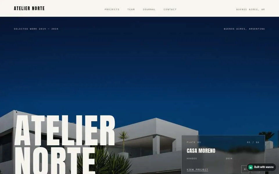 A website built with wanno: Atelier Norte, an architecture studio in Buenos Aires